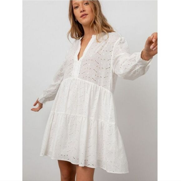 RAILS White Layla Eyelet Mini Dress - Picture 1 of 11